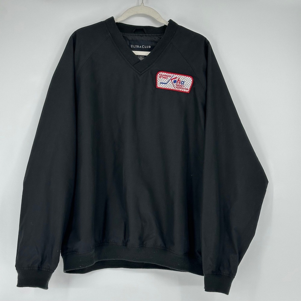 Vintage Ultra Club Hockey Mens V‎ Neck Pullover Jacket Black KOHA L gorpcore